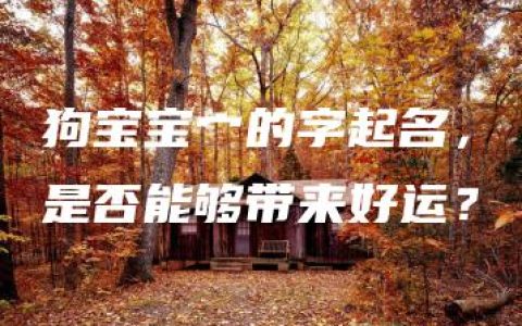 狗宝宝宀的字起名，是否能够带来好运？