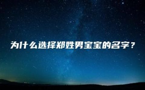 为什么选择郑姓男宝宝的名字？