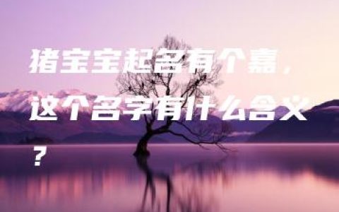 猪宝宝起名有个嘉，这个名字有什么含义？