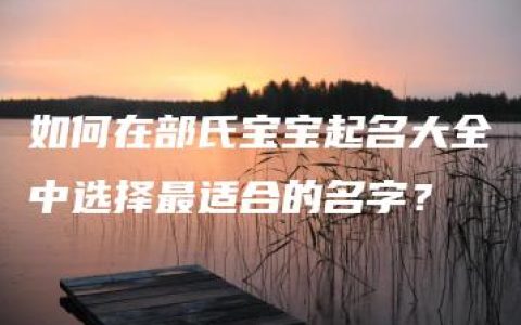 如何在部氏宝宝起名大全中选择最适合的名字？