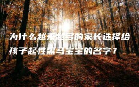 为什么越来越多的家长选择给孩子起性黑马宝宝的名字？