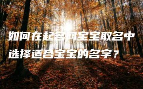 如何在起名网宝宝取名中选择适合宝宝的名字？