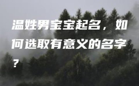 温姓男宝宝起名，如何选取有意义的名字？