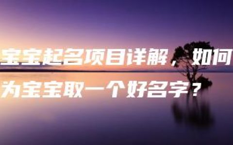 宝宝起名项目详解，如何为宝宝取一个好名字？