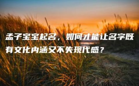 孟子宝宝起名，如何才能让名字既有文化内涵又不失现代感？