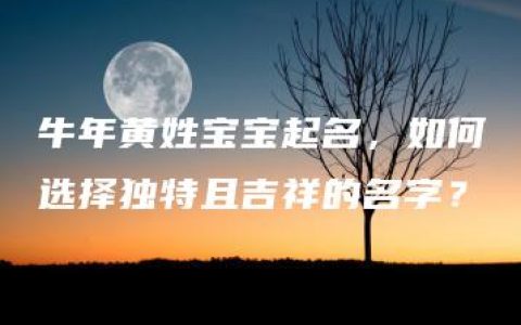 牛年黄姓宝宝起名，如何选择独特且吉祥的名字？