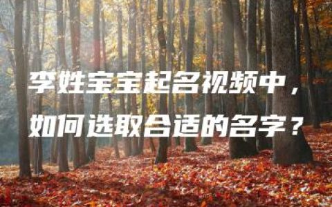 李姓宝宝起名视频中，如何选取合适的名字？