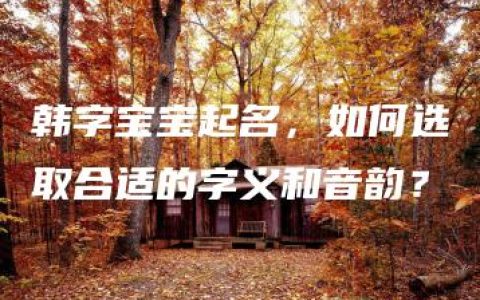 韩字宝宝起名，如何选取合适的字义和音韵？