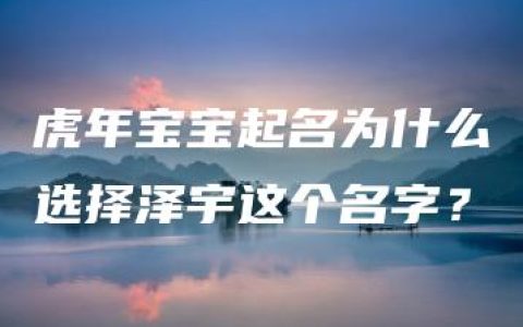 虎年宝宝起名为什么选择泽宇这个名字？