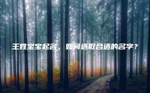 王姓宝宝起名，如何选取合适的名字？