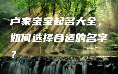 卢家宝宝起名大全，如何选择合适的名字？