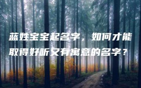 蓝姓宝宝起名字，如何才能取得好听又有寓意的名字？