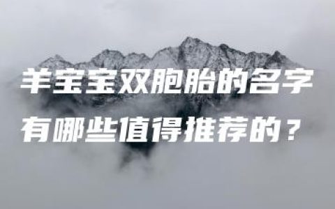 羊宝宝双胞胎的名字有哪些值得推荐的？