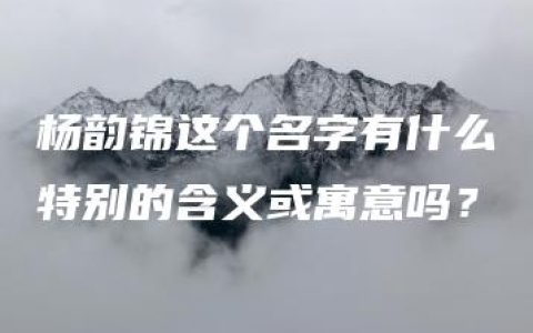 杨韵锦这个名字有什么特别的含义或寓意吗？