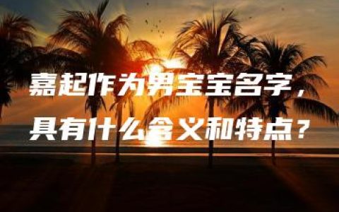 嘉起作为男宝宝名字，具有什么含义和特点？