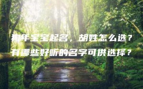 狗年宝宝起名，胡姓怎么选？有哪些好听的名字可供选择？