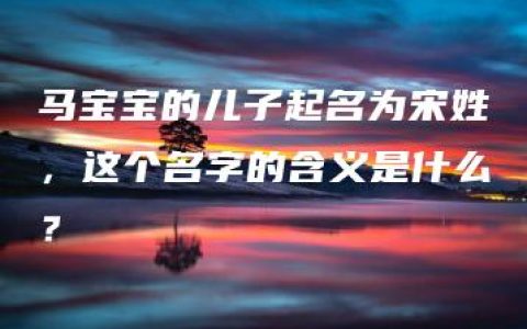 马宝宝的儿子起名为宋姓，这个名字的含义是什么？