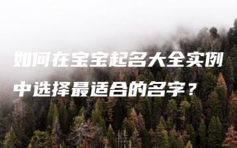 如何在宝宝起名大全实例中选择最适合的名字？