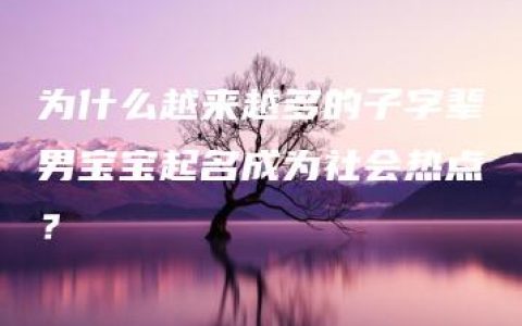 为什么越来越多的子字辈男宝宝起名成为社会热点？