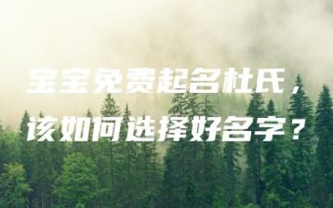 宝宝免费起名杜氏，该如何选择好名字？