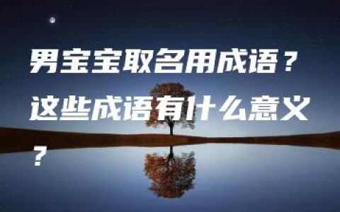 男宝宝取名用成语？这些成语有什么意义？