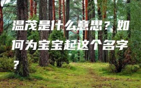 温茂是什么意思？如何为宝宝起这个名字？