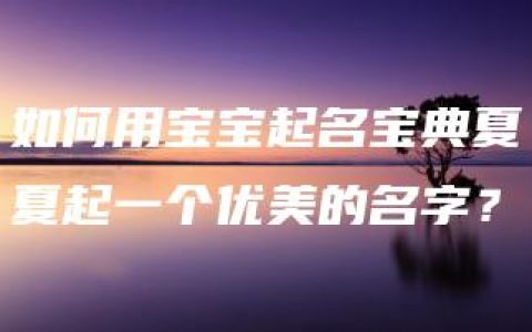 如何用宝宝起名宝典夏夏起一个优美的名字？