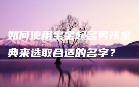 如何使用宝宝起名男孩宝典来选取合适的名字？