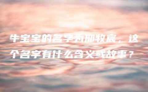 牛宝宝的名字为邢牧宸，这个名字有什么含义或故事？