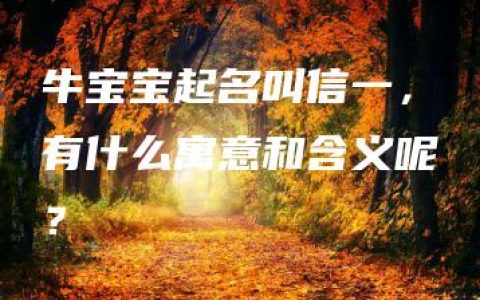 牛宝宝起名叫信一，有什么寓意和含义呢？