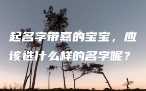 起名字带嘉的宝宝，应该选什么样的名字呢？