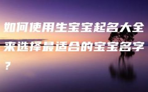 如何使用生宝宝起名大全来选择最适合的宝宝名字？