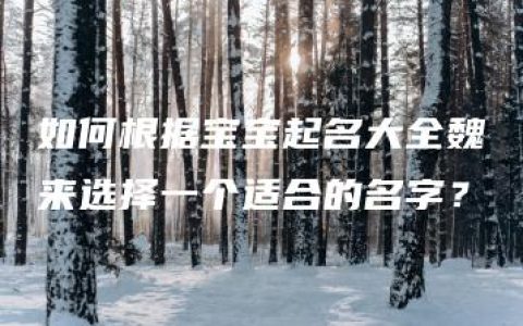 如何根据宝宝起名大全魏来选择一个适合的名字？