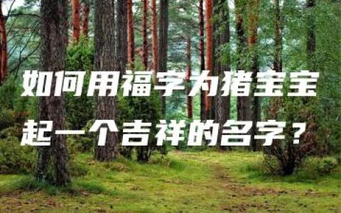 如何用福字为猪宝宝起一个吉祥的名字？