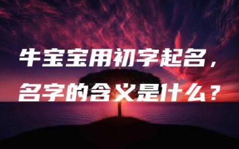 牛宝宝用初字起名，名字的含义是什么？