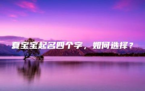 夏宝宝起名四个字，如何选择？