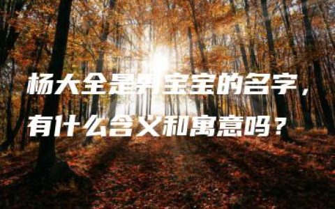 杨大全是男宝宝的名字，有什么含义和寓意吗？