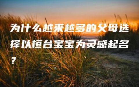 为什么越来越多的父母选择以桓台宝宝为灵感起名？