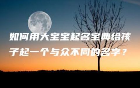 如何用大宝宝起名宝典给孩子起一个与众不同的名字？