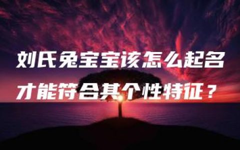 刘氏兔宝宝该怎么起名才能符合其个性特征？