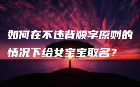 如何在不违背顺字原则的情况下给女宝宝取名？