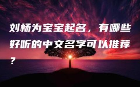 刘杨为宝宝起名，有哪些好听的中文名字可以推荐？