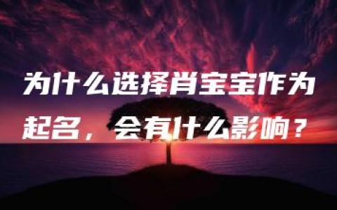 为什么选择肖宝宝作为起名，会有什么影响？