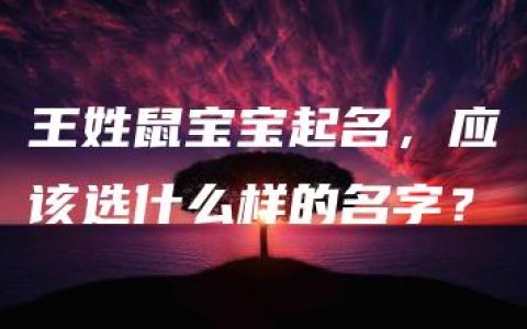 王姓鼠宝宝起名，应该选什么样的名字？