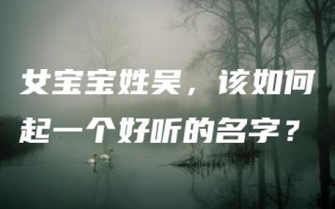 女宝宝姓吴，该如何起一个好听的名字？