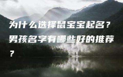 为什么选择鼠宝宝起名？男孩名字有哪些好的推荐？