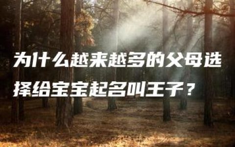 为什么越来越多的父母选择给宝宝起名叫王子？