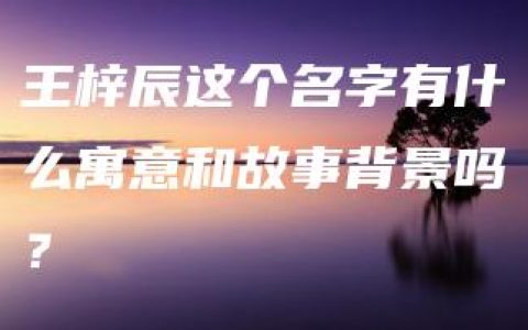 王梓辰这个名字有什么寓意和故事背景吗？