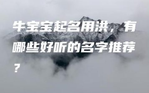 牛宝宝起名用洪，有哪些好听的名字推荐？