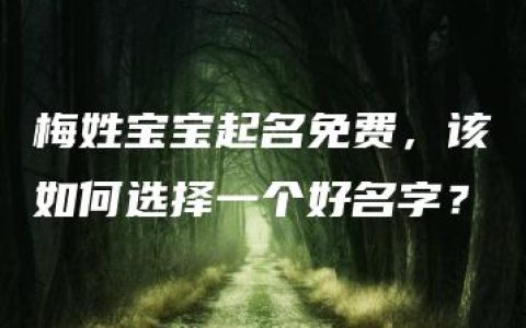 梅姓宝宝起名免费，该如何选择一个好名字？